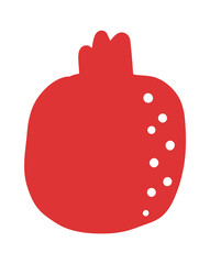 Garnet fruit. Tropical doodle pomegranate. Vector exotic food icon