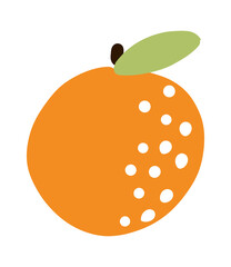 Orange fruit. Tropical doodle citrus. Vector exotic food icon