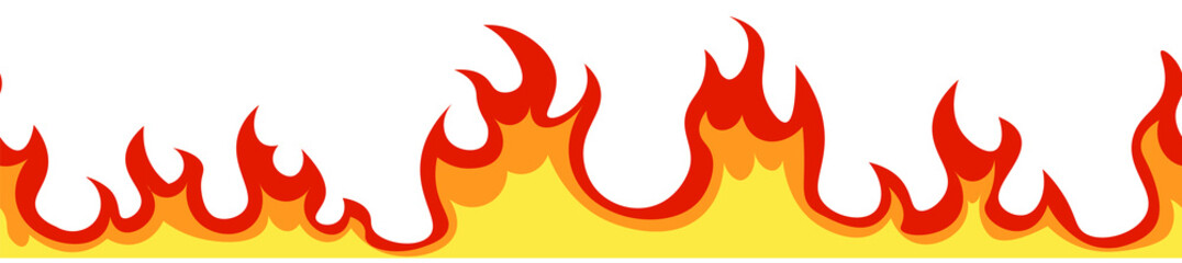 Seamless fire flame. Cartoon orange bonfire effect. Vector template