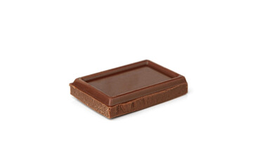 Pieces of milk chocolate bar isolated on white background.