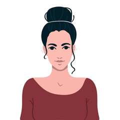 Portrait of a young pretty girl.Flat vector graphics.