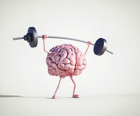 Human brain lifting weight . - obrazy, fototapety, plakaty