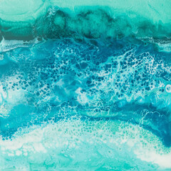 Resin art with turquoise colors. Epoxy effect background