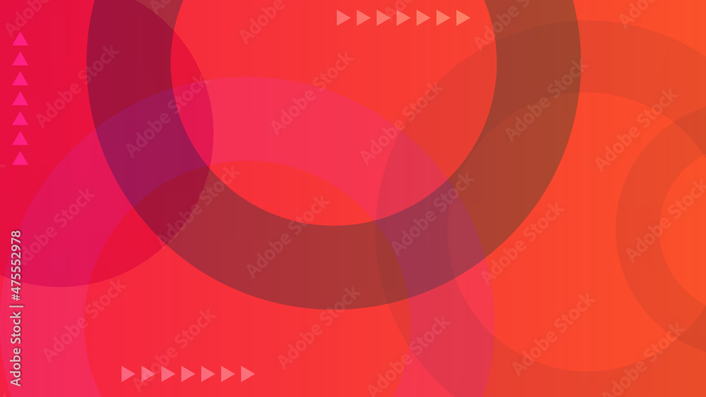 Poster abstract gradient red background with circular shapes and arrows. vector stock illustration.