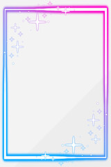 長方形のネオン背景　ピンク＆ブルー　ホワイトプレート　縦位置