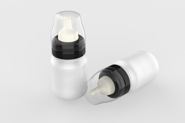 Baby Milk Feeding Bottle with Wide Neck, Anti-Colic for Easy Milk Flow, For Babies and Toddlers. 3d illustration