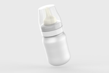 Baby Milk Feeding Bottle with Wide Neck, Anti-Colic for Easy Milk Flow, For Babies and Toddlers. 3d illustration