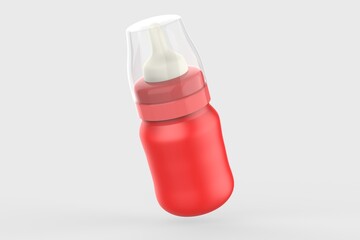 Baby Milk Feeding Bottle with Wide Neck, Anti-Colic for Easy Milk Flow, For Babies and Toddlers. 3d illustration