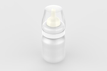 Baby Milk Feeding Bottle with Wide Neck, Anti-Colic for Easy Milk Flow, For Babies and Toddlers. 3d illustration
