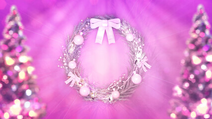 pretty colorful pine and xmas holiday circlet , design abstract 3D rendering