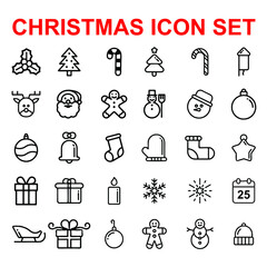Christmas icons set. Vector illustrations.