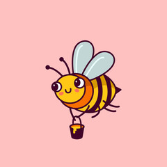 bee honey insect flying bucket cute