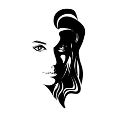 woman face silhouette illustration vector