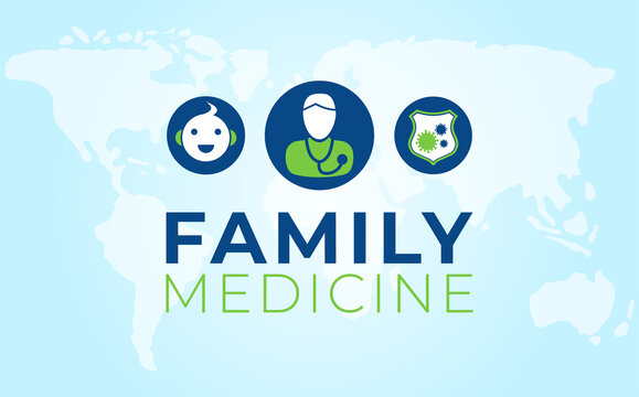 Family Medicine Illustration Background with World Map