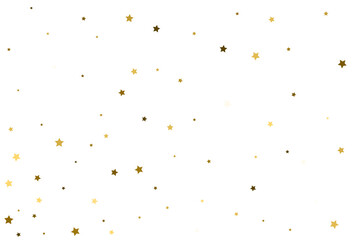 Christmas drawing with gold stars. Golden stars Celebration Confetti.
