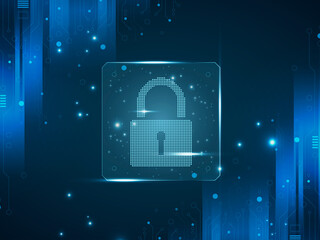 2d illustration lock sign with background 
