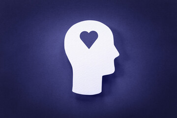Heart in head symbol for love, affection, psychology, addiction and passion concept