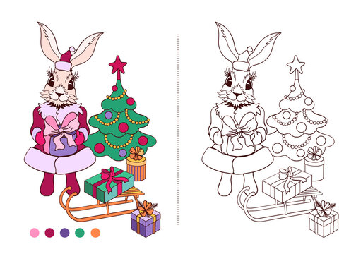 44 Christmas Bunny Coloring Pages  Best HD