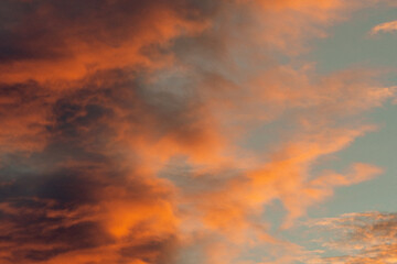 Fototapeta na wymiar evening clouds in winter