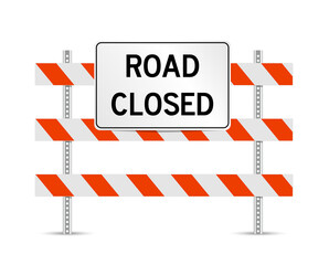 Road closed traffic control standing sign vector