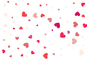 Fototapeta na wymiar Red and pink flying hearts isolated on white background.