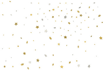 Obraz premium 3d gold and silver star confetti. Festive holiday background. Vector.