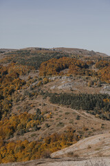 
Mountains, nature, fog, clouds, landscape. Autumn mountains and hills