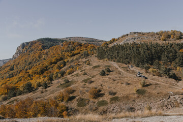 
Mountains, nature, fog, clouds, landscape. Autumn mountains and hills