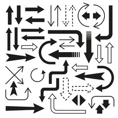 Many geometric arrows pointing in different directions