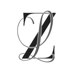 zl, lz, monogram logo. Calligraphic signature icon. Wedding Logo Monogram. modern monogram symbol. Couples logo for wedding - obrazy, fototapety, plakaty