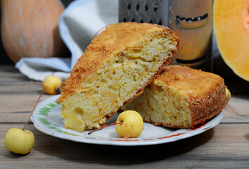 pumpkin pie, grater and pumpkin, rustic dessert