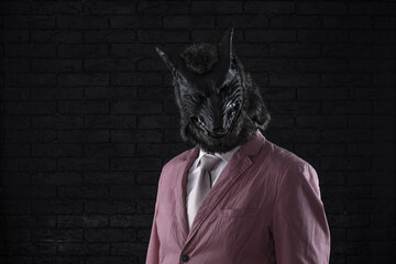 man in a mask of a wolf