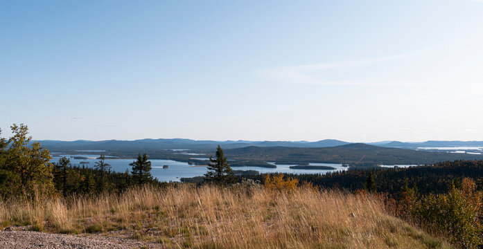 View to the lakes in Arjeplog from mountains
