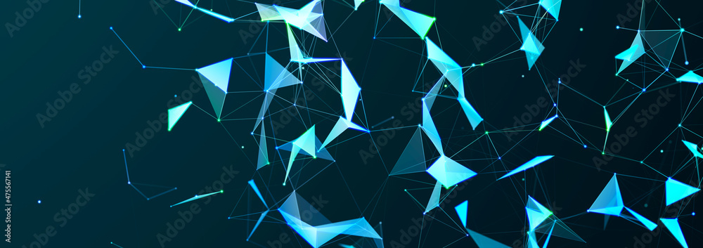 Poster polygonal background with dots and lines. network connection structure. science and technology. 3d