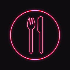 Restaurant Sign icon Design with Neon Light effect. eps 10