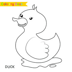 Coloring animal worksheet page. Educational printable colouring worksheet. Preschool worksheet. Black and white vector illustration. Motor skills education.