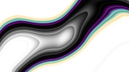 Abstract digital art fractal pattern. Expressive shapes on white background. Aspect ratio 16 : 9