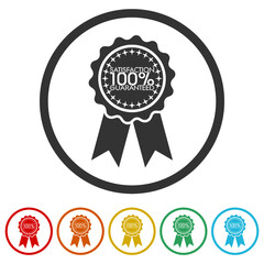 Satisfaction Guaranteed icon isolated on white background, color set