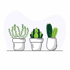 illustration potted flowers. Isolated background, vector
