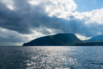 Seascape. View of the Black Sea coast of the Crimea peninsula. Travel concept.