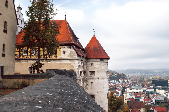 Hellenstein Castle located 70 meters above the city of Heidenheim, Germany