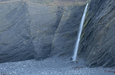 Waterfall in the flysch of Zumaia, Basque Coast Geopark