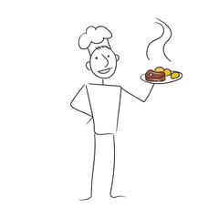 Chef presenting cooked food illustration