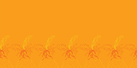 Volcano repeat orange background print design. Fun vector illustration. Surface border design for kids adventures.