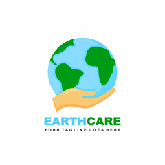 Save the earth logo design vector illustration
