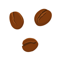 Coffee beans isolated on white background. Realistic flat vector illustration