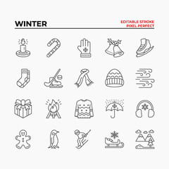 Fototapeta premium Icon set Winter outline style. You can make any purpose for website mobile app presentation and any other projects. Enjoy this icon for your project.
