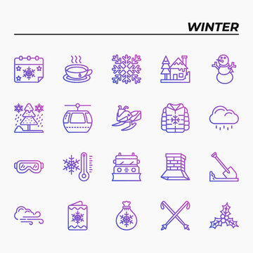 Icon set winter line gradient style. You can make any purpose for website mobile app presentation and any other projects. Enjoy this icon for your project.