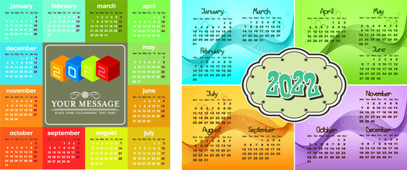 Vector calendars 2022, fully editable
