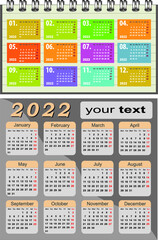 Vector calendars 2022, fully editable